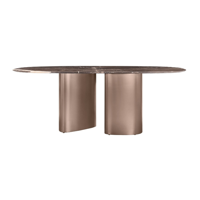Modern Stylish Design Golden Stainless Steel Leg Vanco Grey Natural Marble Top Dining Table Dining Room Furniture
