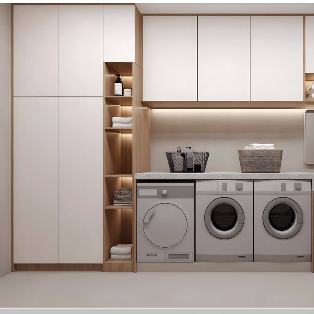 Customized Modern Bathroom Cabinet with Mirror Lamp and Water Blocking Plate