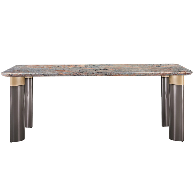 Modern Stylish Design Amazon Blue Natural Marble Dining Table with Stainless Steel Leg
