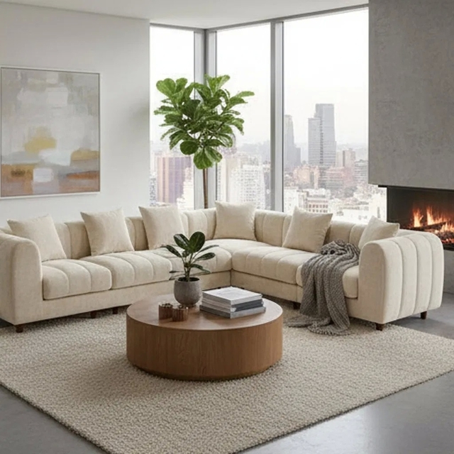 Modern Fabric Upholstery Modular Sofa Set with Wooden Frame and Customizable Dimensions