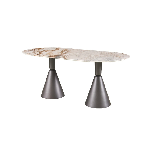 Modern Stylish Design Dining Table with Stainless Steel Leg and Fish Maw Gold Marble Top