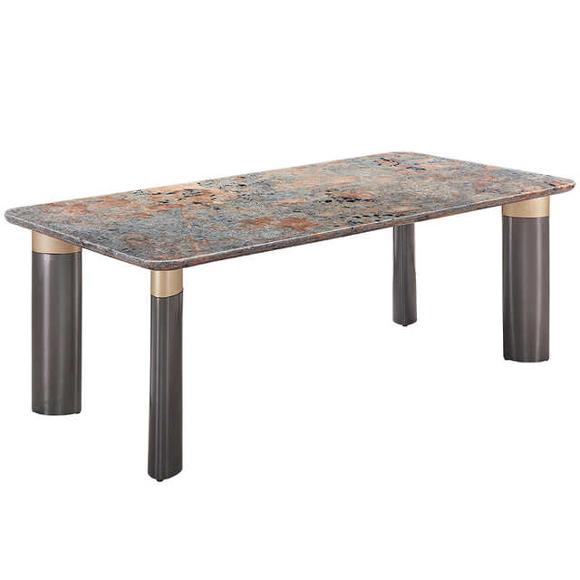 Modern Design Dining Table with Amazon Blue Natural Marble Top and Stainless Steel Leg for Home and Hotel