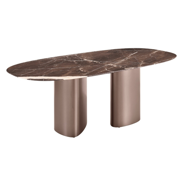 Modern Design Vanco Grey Marble Top Dining Table with Stainless Steel Leg for Home and Hotel