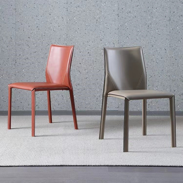 Modern Design Dining Chair with Stainless Leg and Saddle Leather for Restaurant and Home